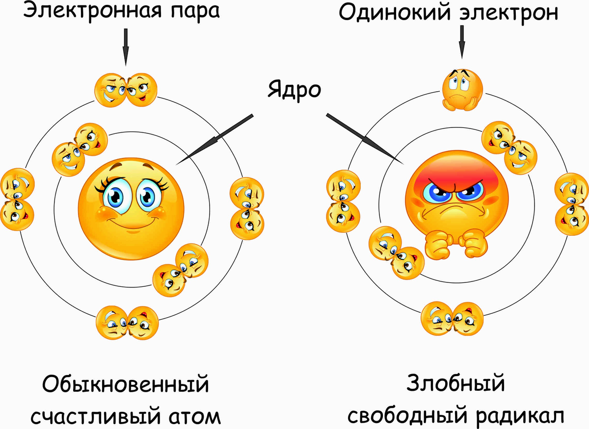 Прямо сейчас свободный радикал заберет электрон у соседа, разбив нежную пару на внешней оболочке обыкновенного счастливого атома.