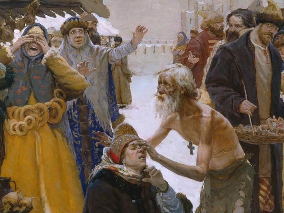 На картине изображен Василий Блаженный