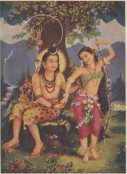 Вишну-Мохини и Шива. Постер, Индия, 1940-е годы. Изображение: ebay.com