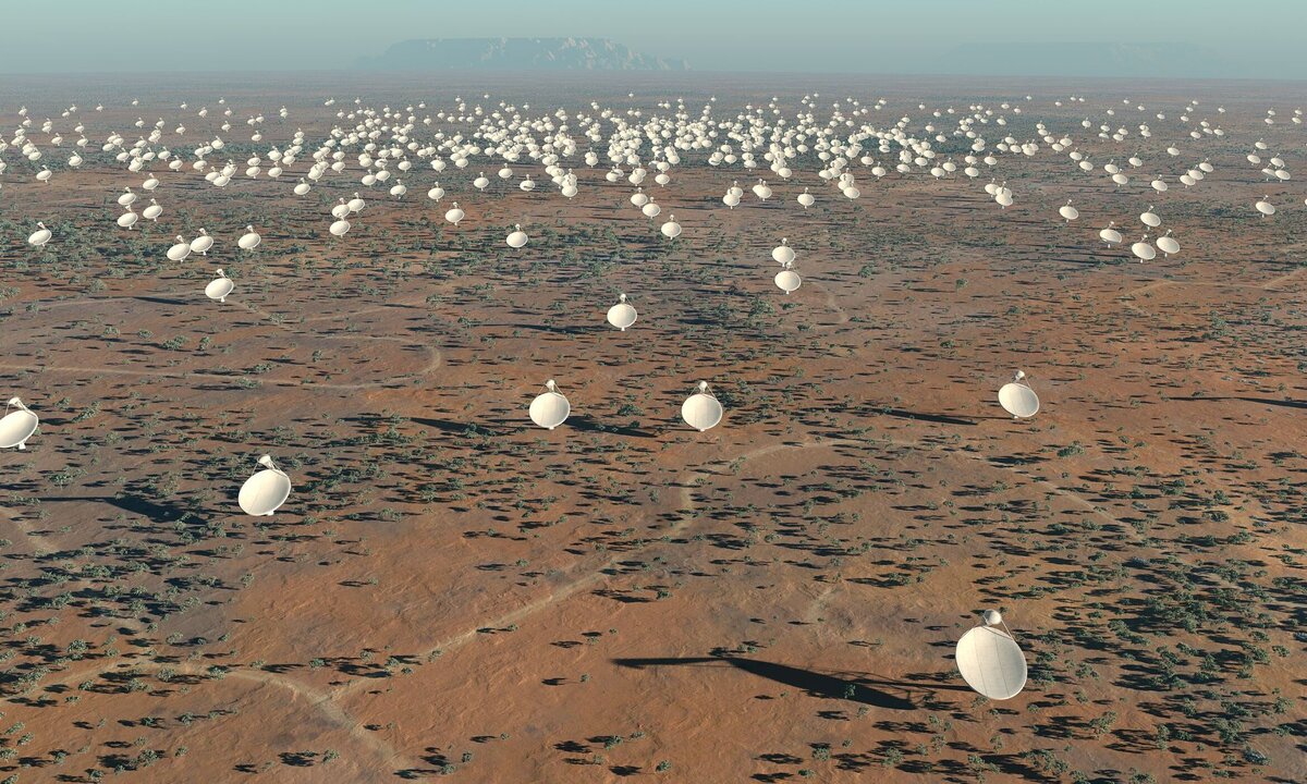 Антенная решётка SKA диаметром 5 км.    
 Источник: SPDO/TDP/DRAO/Swinburne Astronomy Productions  📷
