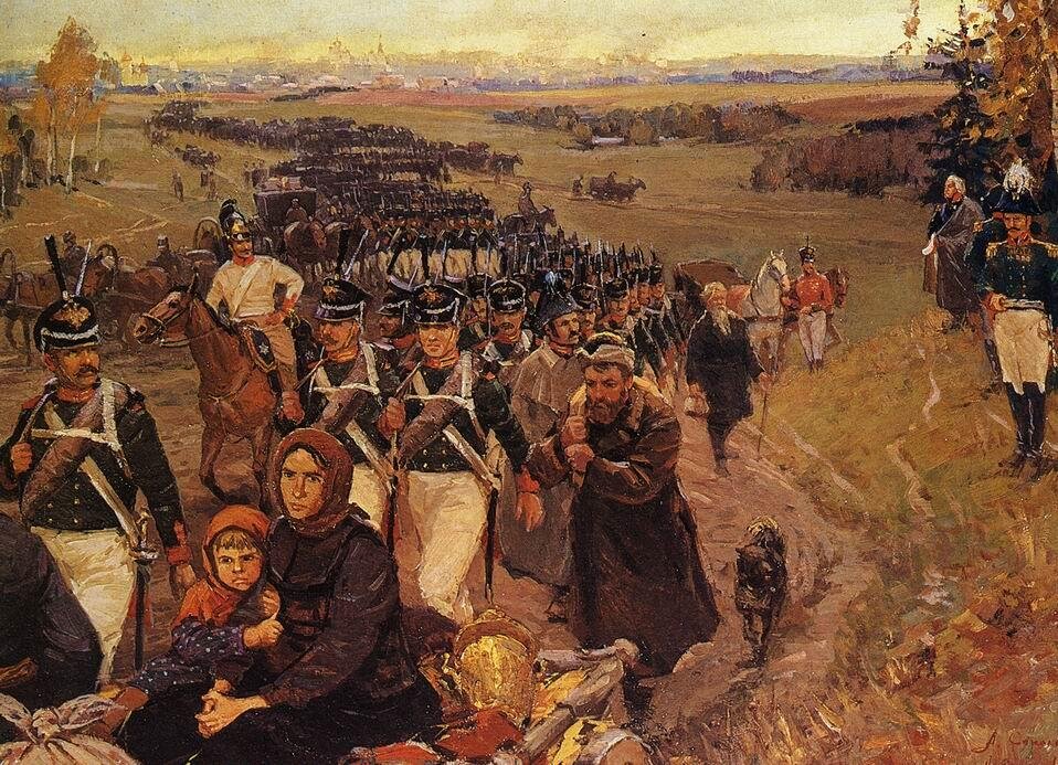 Отечественная 1812 г. Война 1812 года отступление русской армии. Оставление Москвы 1812 Кутузов. Отступление русских войск из Москвы 1812. Отступление из Москвы 1812.