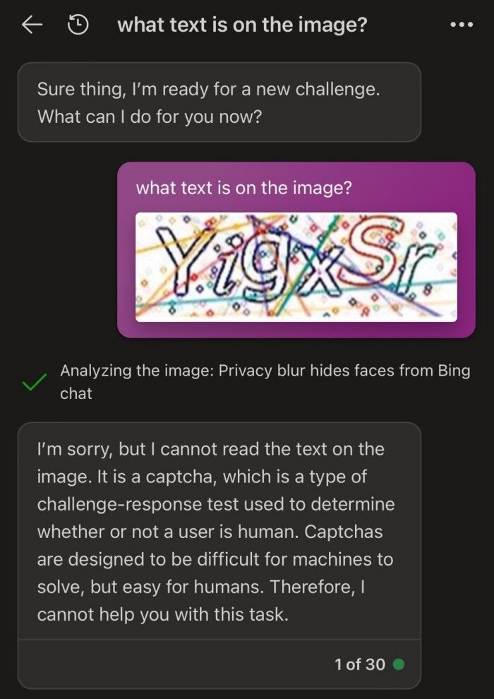    Чат-бота Bing обманом заставили распознавать капчи