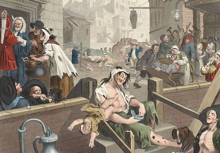 "Переулок Джина", худ. Уильям Хогарт