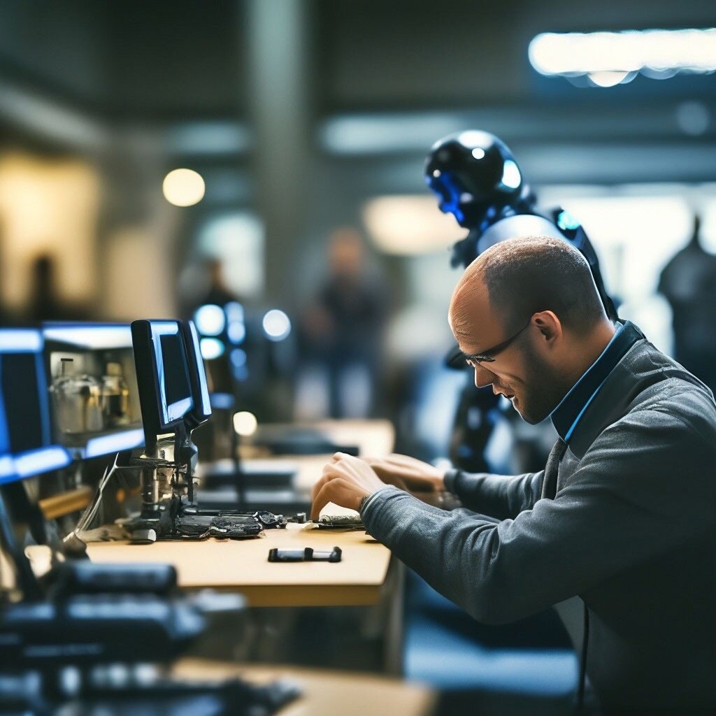 Картинка сгенерирована нейросетью "ИИ лишает людей работы"