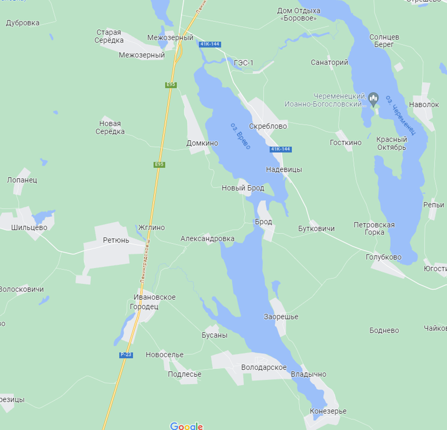 Озеро Врево. Google.Maps