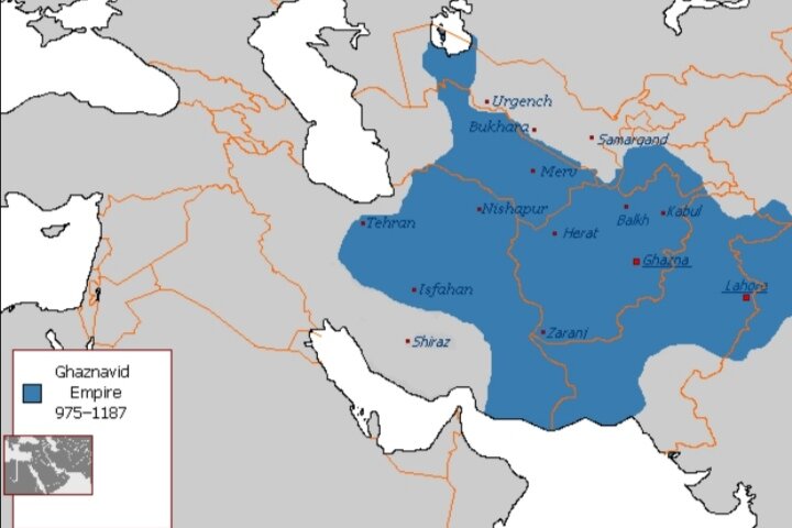 Карта империи Газневидов в 975-1187 годах, из интернета.