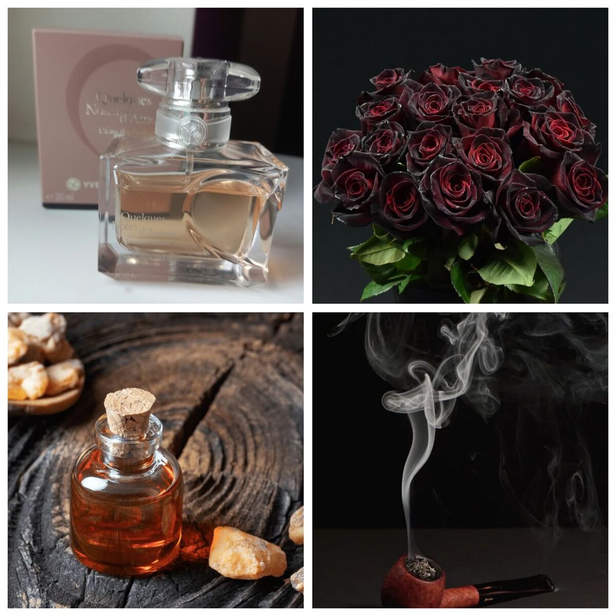 Что слышу я: бордовые розы, смолы, некоторую прокуренность кругом