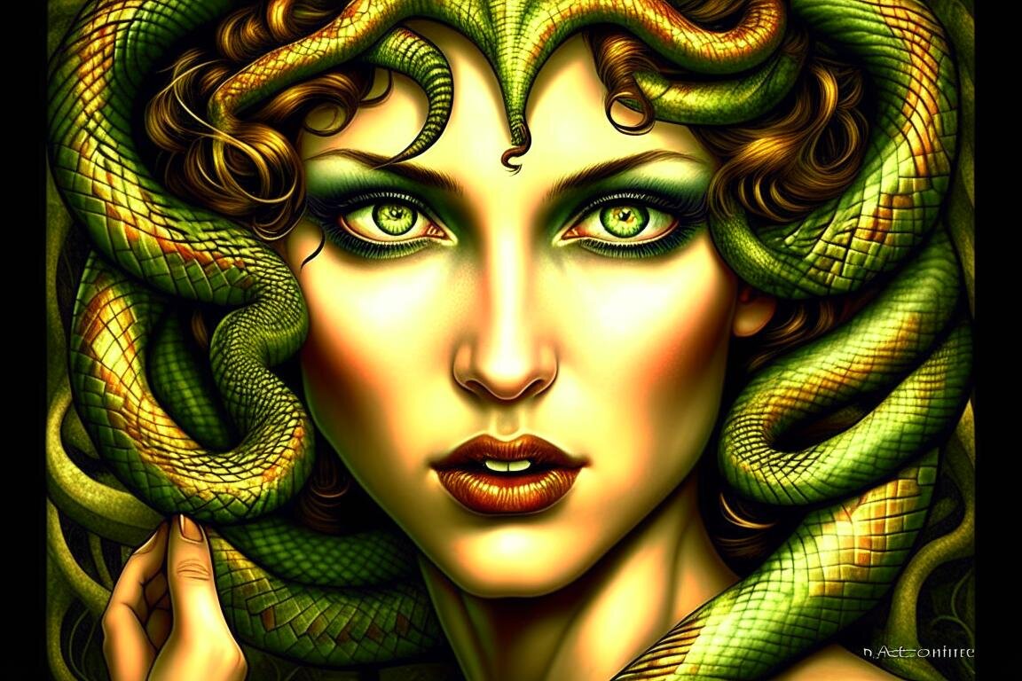 Как стать змеей. Женщина со змеями на голове. Упражнение змейка психология.