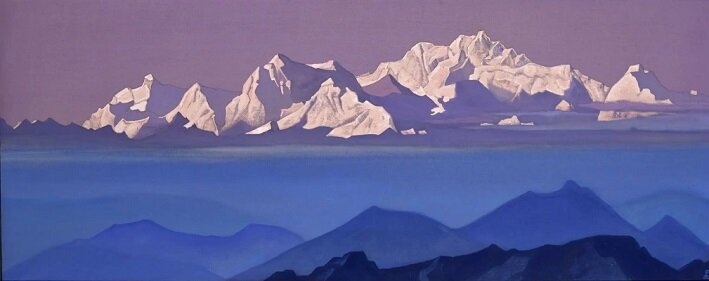 Николай Рерих. Канченджанга. 1936. Холст, темпера. 61×153. Частное собрание