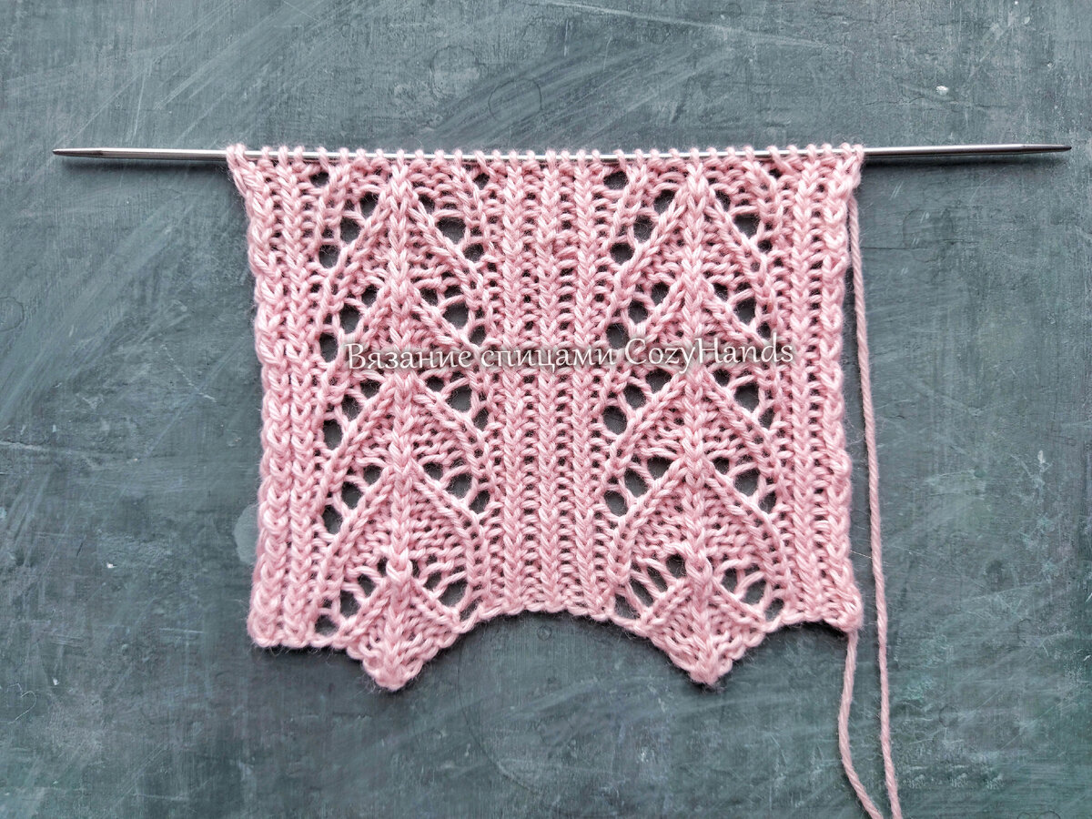 Ажурные вертикальные дорожки для вязания палантина, джемпера, туники