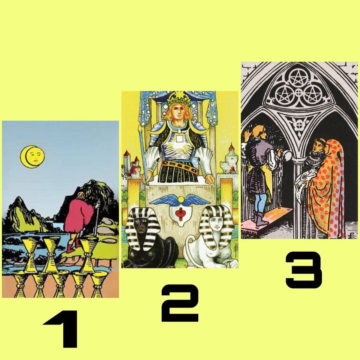 В раскладе использованы классические Таро