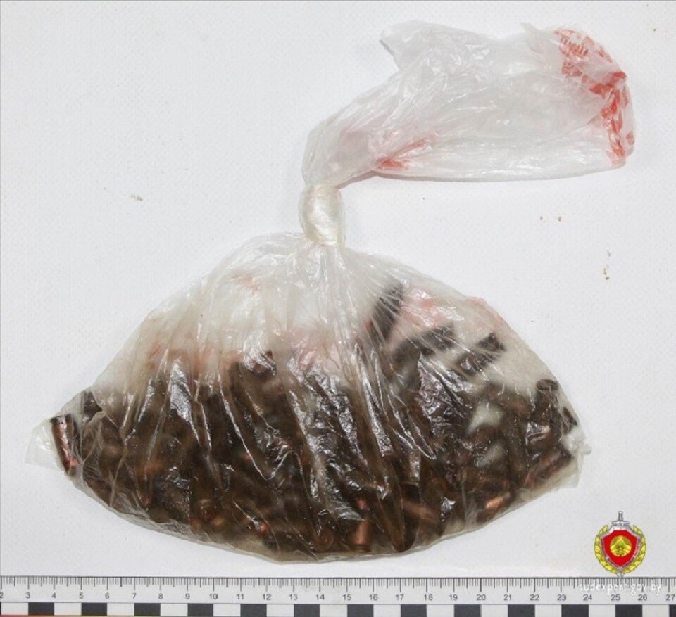    Под Щучином дети с рыбакли принесли арсенал патронов. Фото: ГКСЭ