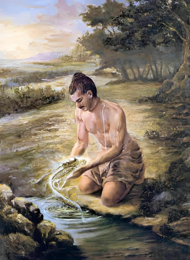 Ману находит Матьсю - аватар Вишну. Изображение: pinterest