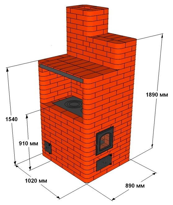 Печь из кирпича для дачи 3 на 2.5 кирпича