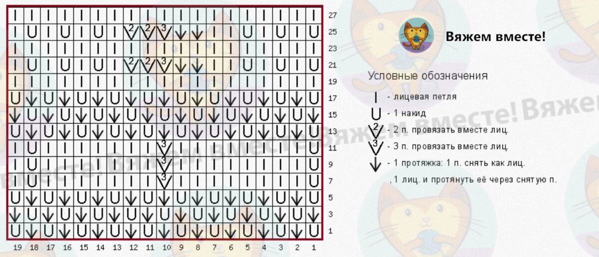 Ажурный узор спицами №11 - Вяжем с Лана Ви