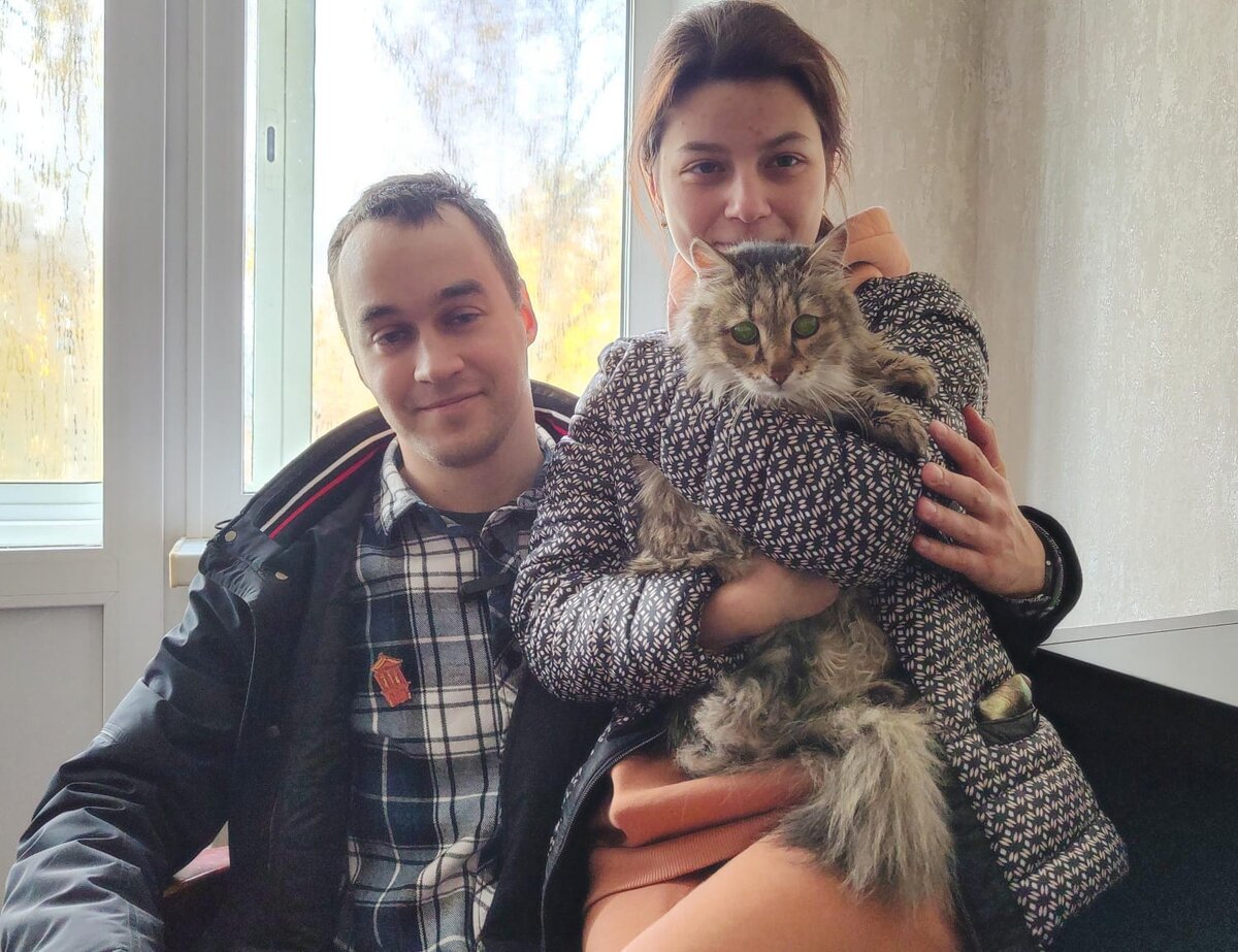 Котец немного напуган, но тоже счастлив