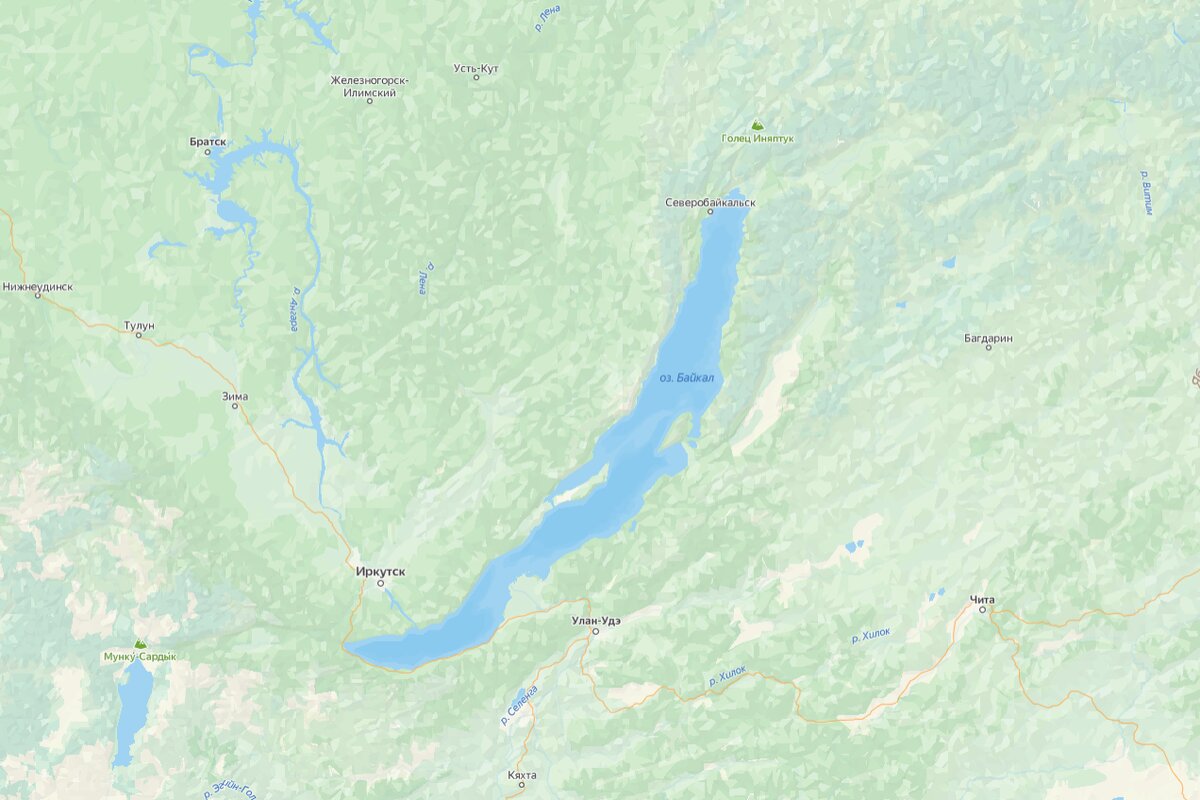Озеро Байкал на карте Сибири