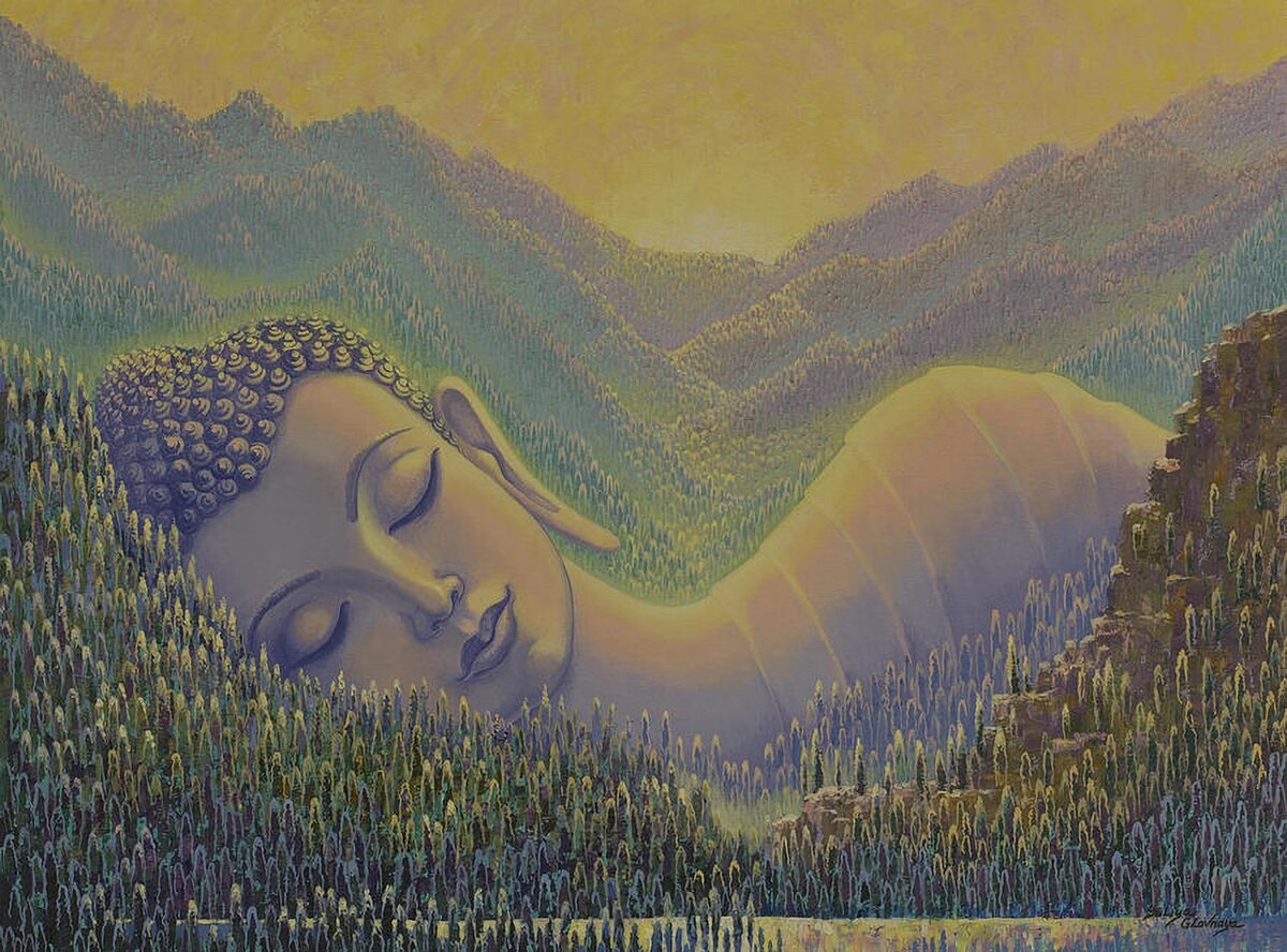Молчание ума. Нирвана Шакьямуни спящий Будда. Картина Будда. Сон Будды картина. Сон буддизм.