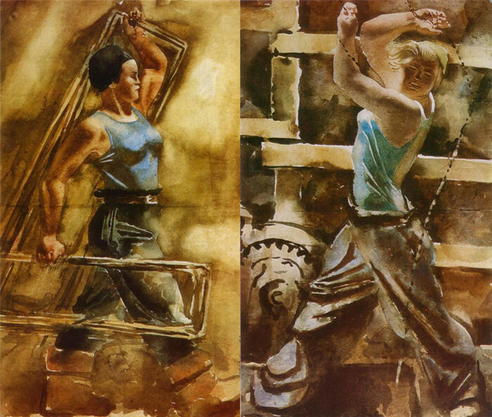 Картины Александра Самохвалова с работающими женщинами