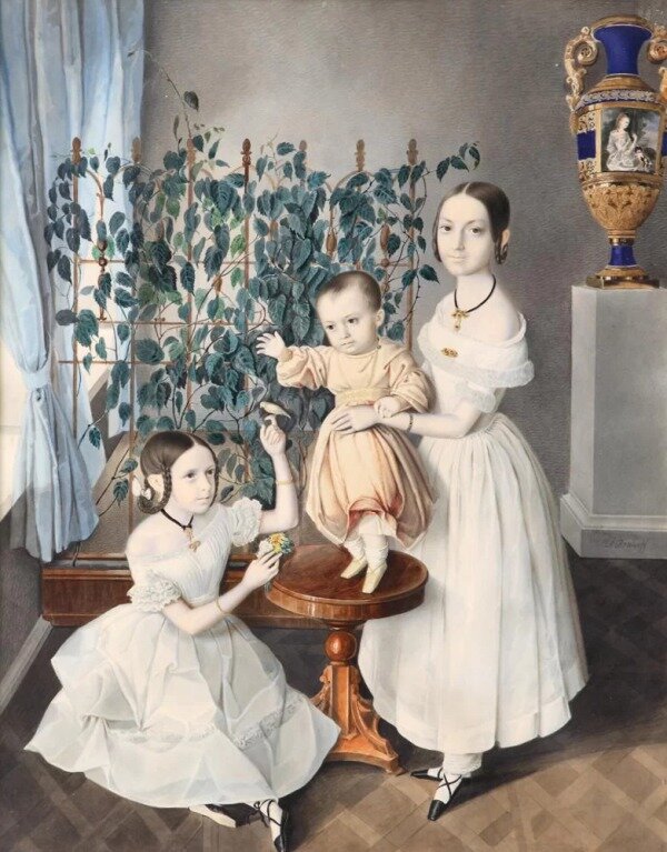 Рисунок.-Портрет-трех-девочек-в-интерьере_-конец-1830-гг.-Брюллов-А.П.