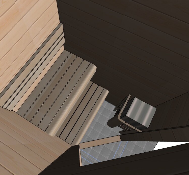 Вид сверху на сауну