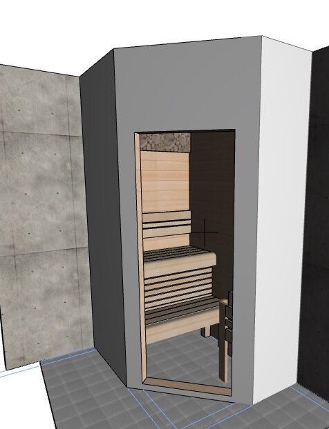 Вид на сауну из ванной