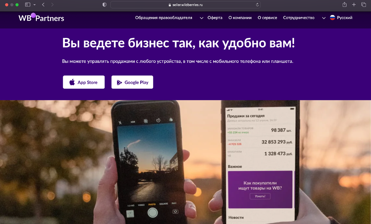 фото стартовой станицы WB