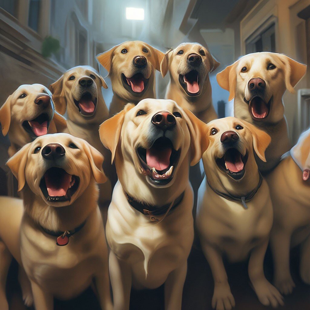 Это удивлённые и немного возмущённые собаки. Нейросеть. 