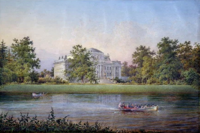 Садовников Василий Семёнович (1800-1879). Вид Елагина дворца. Россия. Санкт-Петербург, 1840-е гг. Бумага акварель.