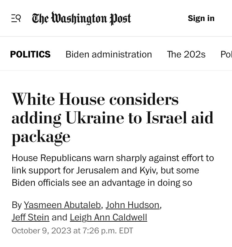 Палаты представителей Республиканцев резко предупреждают о попытках связать поддержку Иерусалима и Киева, но некоторые чиновники Байдена видят в этом преимущество.