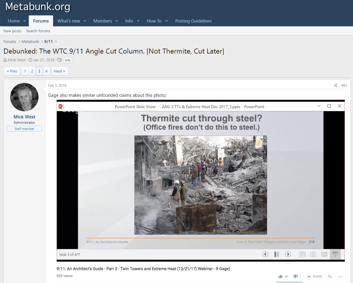 Разоблачено: Колонна с разрезом под углом WTC 9/11