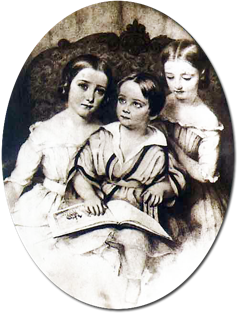 Бландина, Даниэль и Козима на пастельной миниатюре А. де Ласепед. 