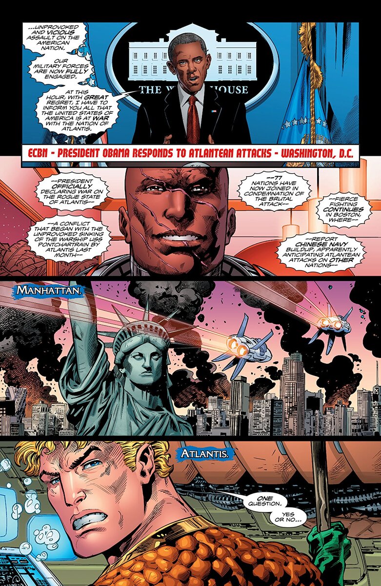 Оригинальная полоса из графического романа Дэна Абнетта «Аквамен: Восхождение Чёрной Манты»