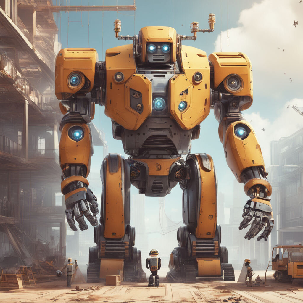Робот - строитель сгенерирован в DALL-E 3.