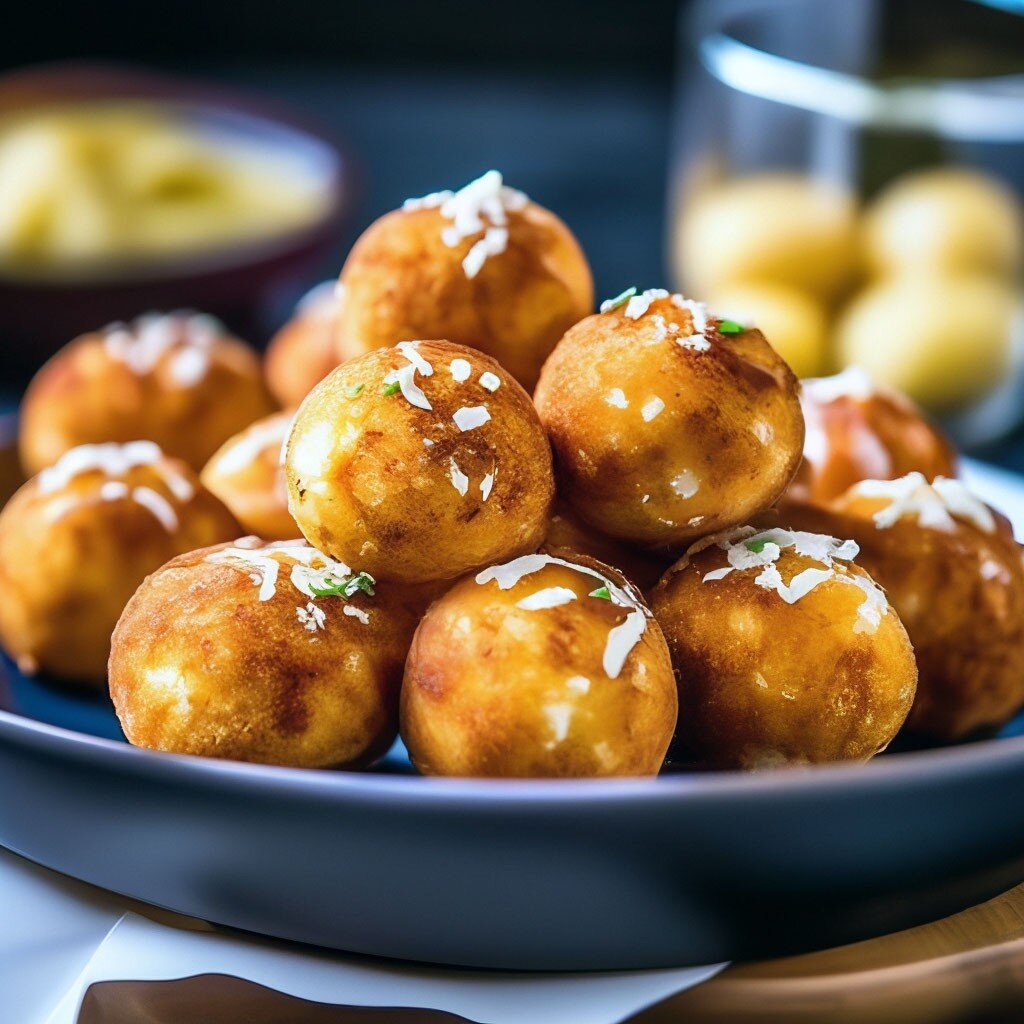 Готовые сырные шарики можно подавать горячими или холодными,с соусом или без.