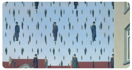 Репродукция картины Рене Магритта "Голконда"