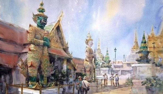 Акварельная живопись таиландского художника Direk Kingnok