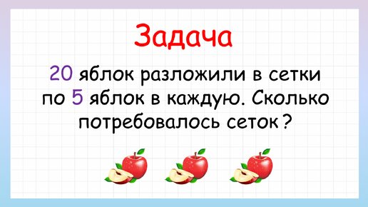 Реши задачу про яблоки! Задача на нахождение неизвестного множителя