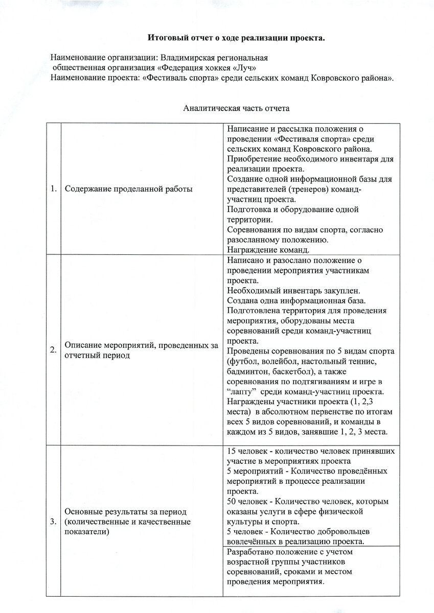 ОТЧЕТ ВЛАДИМИРСКАЯ РЕГИОНАЛЬНАЯ ОБЩЕСТВЕННАЯ ОРГАНИЗАЦИЯ 