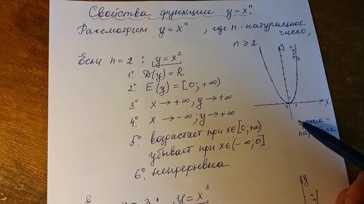 Алгебра 9 класс. Свойства функции у=xᴺ.