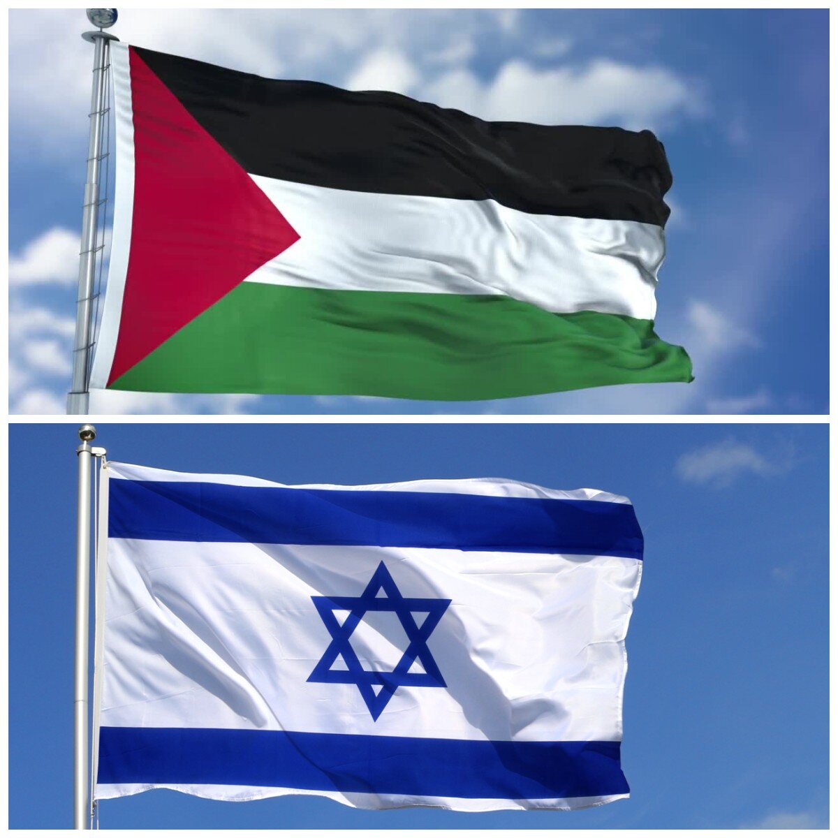 Флаги Палестины и Израиля