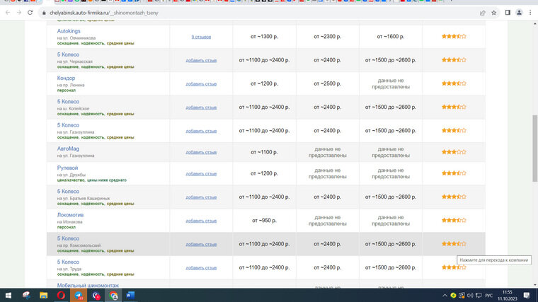    Цены на шиномонтаж варьируются от 950 до 2600 рублей