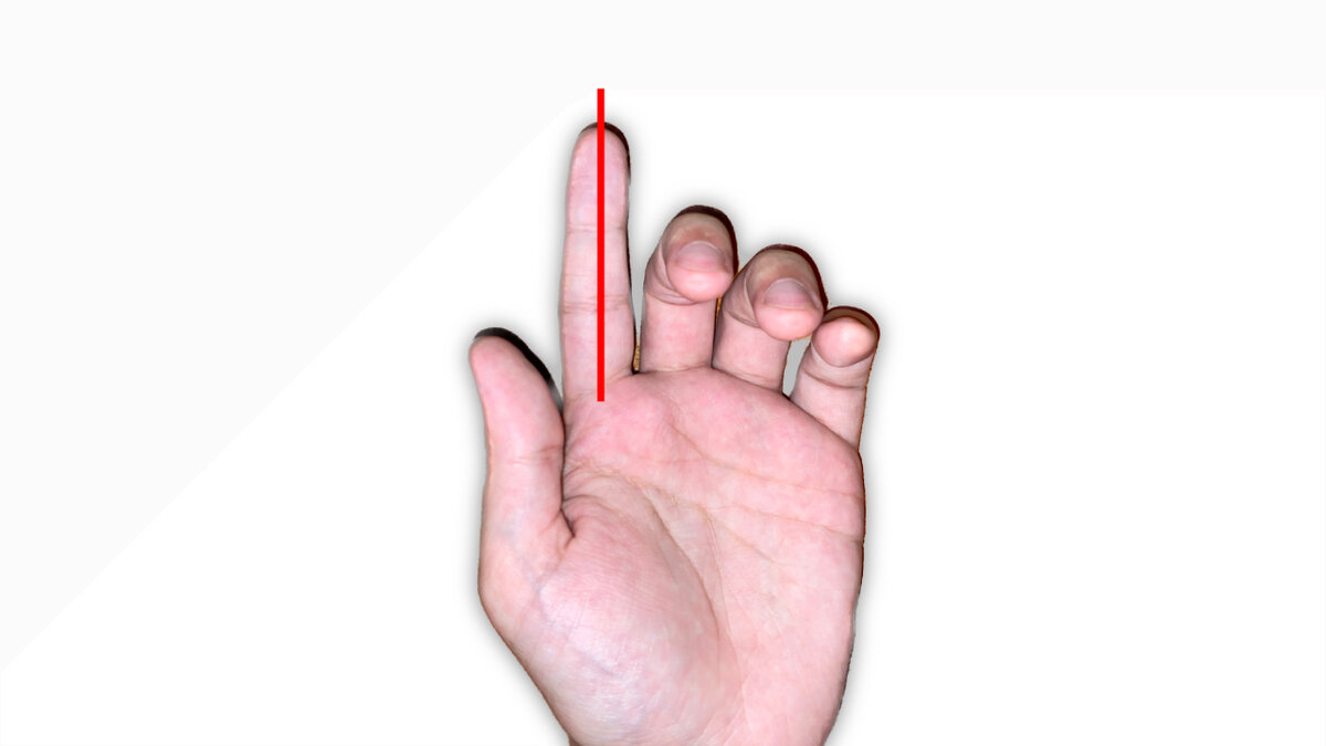 Указательный палец должен быть прямым
