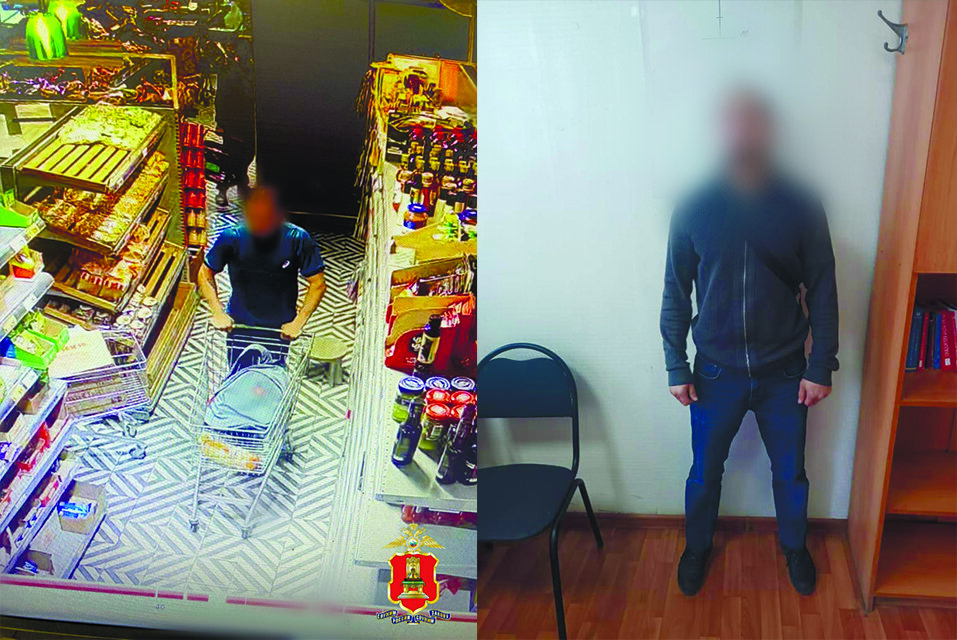 Подозреваемый в магазине и уже в отделении полиции