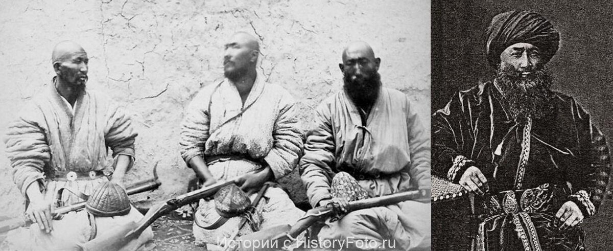 После начавшегося в 1864 году антикитайского восстания мусульман огромный Синьцзян отделился от китайской империи Цин. Шесть лет спустя все повстанческие ханства и султанаты железной рукой объединил под своей властью пришелец из Кокандского ханства – Мухаммед Якуб-​бек по прозвищу «Счастливчик». Созданное им государство именовалось Йеттишар (Семиградье) и объединяло основные города Синьцзяна, в древности бывшие оазисами на Великом Шёлковом пути. По меркам Центральной Азии тех лет войска Якуб-​бека были хорошо организованы и вооружены. Однако к началу 1870-х годов маньчжурские власти сумели подавить многочисленные мятежи во внутренних провинциях Китая, и «Счастливчик» со своим войском остался один на один с армией империи Цин.
Тогда посланцы синьцзянского властителя отправились в Британскую Индию и Османскую империю. Британцы считали, что государство Якуб-​бека поможет им в давлении на Китай и Россию, поэтому от них в Синьцзян пошли караваны с оружием и прибыли британские советники. В Стамбуле также дали оружие и нескольких офицеров-​инструкторов. В итоге, к 1875 году Якуб-​бек, помимо своих средневековых войск с холодным оружием и фитильными ружьями, имел, около 8000 бойцов с современными винтовками, а также несколько горных батарей, вооруженных нарезными орудиями. При помощи английских и турецких советников были созданы и первые военные производства разрывных снарядов и капсюлей к ружьям. Капитан Алексей Куропаткин (в будущем – главнокомандующий русской армией в войне с Японией), в 1876 году побывавший в Синьцзяне с дипломатической миссией, отметил, что на вооружении гвардейцев Якуб-​бека были даже американские многозарядные винтовки Спенсера и револьверы Кольта.
Армия позволяла «Счастливчику» держать в повиновении почти весь Синьцзян. Но недовольство населения подогревали принудительные мобилизации и жесткий налоговый гнет – для содержания и вооружения армии «Счастливчику» требовались немалые средства. Одним словом, большинство местного населения ненавидело как китайцев, так и людей Якуб-​бека. Бойцы армии Якуб-​бека (фото 1870-х годов), фото Якуб-​бека не сохранилось, только его портрет.
