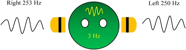 Схематическое изображение бинаурального ритма