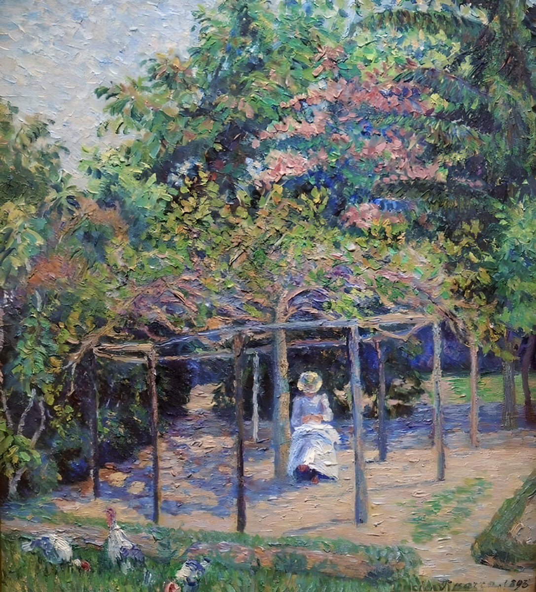 Люсьен Писсарро, «Индейки. Эстер в саду, Эраньи», дата неизвестна, холст, масло, частная коллекция