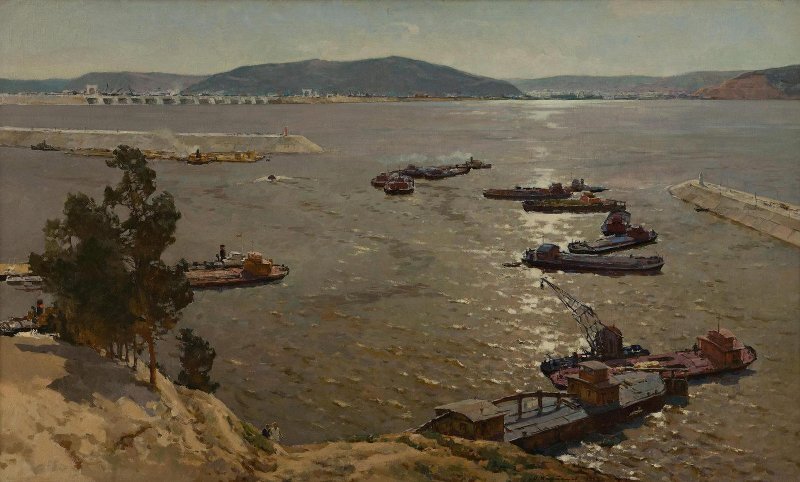 О. Н. Карташев. На Жигулевском море. 1957. Источник: https://goskatalog.ru/portal/#/collections?id=22709507