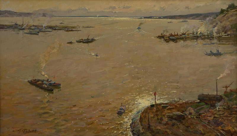 Г. В. Филатов. Жигулевское море. 1957. Источник: https://goskatalog.ru/portal/#/collections?id=9495247