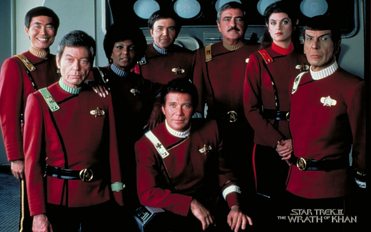 Экипаж "Энтерпрайза" в фильме "Звездный путь 2: Гнев Хана" (1982)